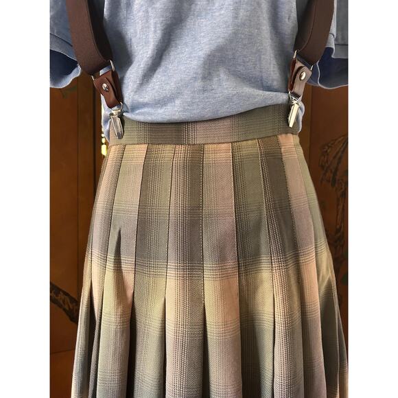 Vintage pleated skirt with check prints, formal preppy style, size 6 - Picture 4 of 5